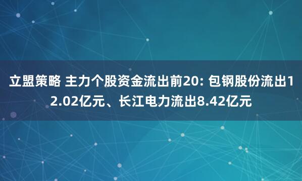 立盟策略 主力个股资金流出前20: 包钢股份流出12.02亿元、长江电力流出8.42亿元