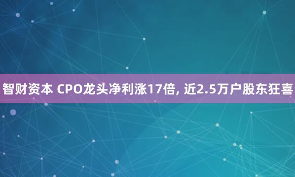 智财资本 CPO龙头净利涨17倍, 近2.5万户股东狂喜
